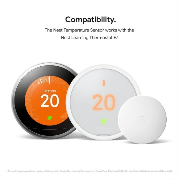 Google Nest Temperature Sensor  T5000SF Smart Thermostat White - Picture 9 of 13